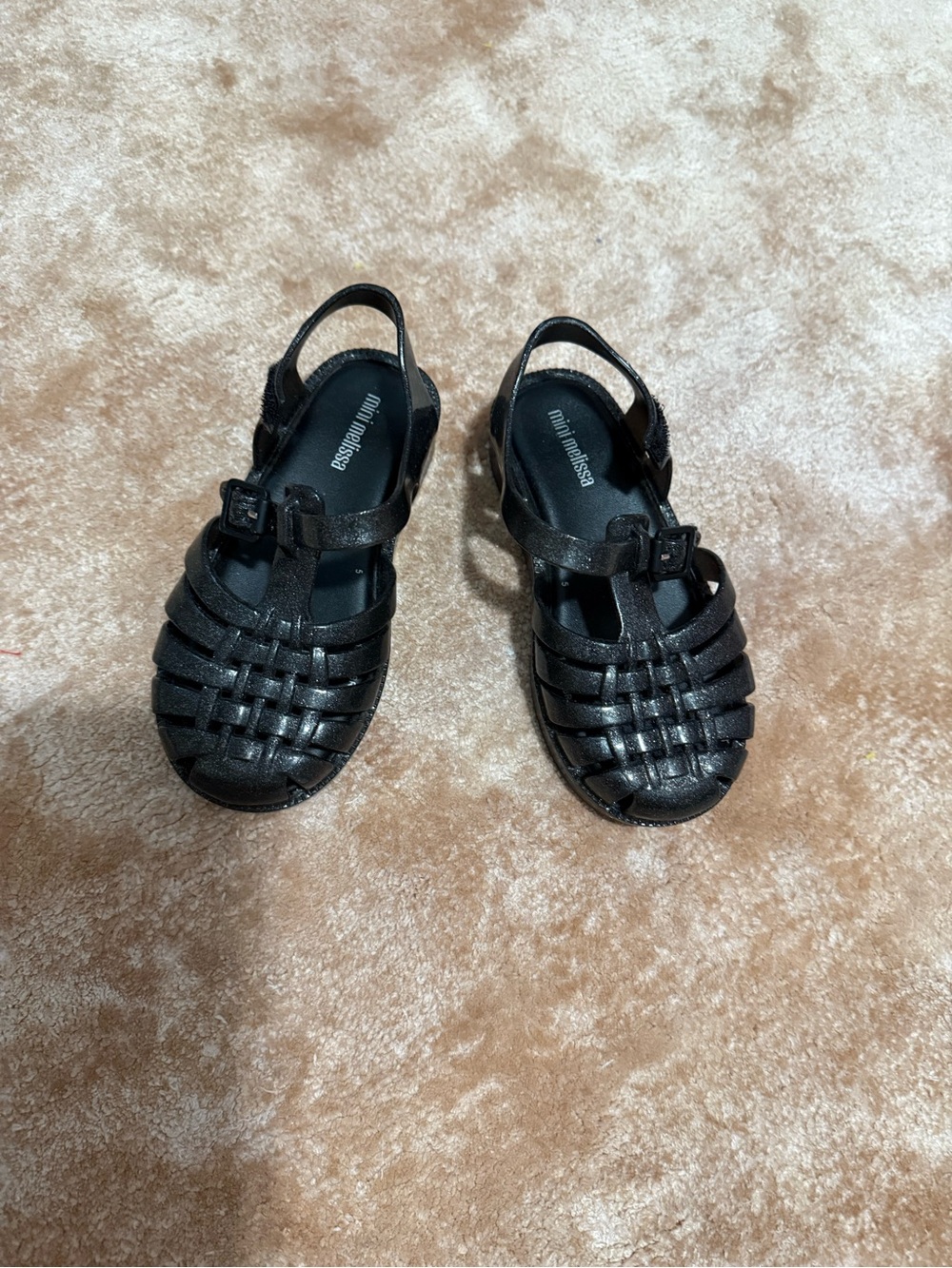 Mini Melissa Black Girls' Woven Jelly Sandals